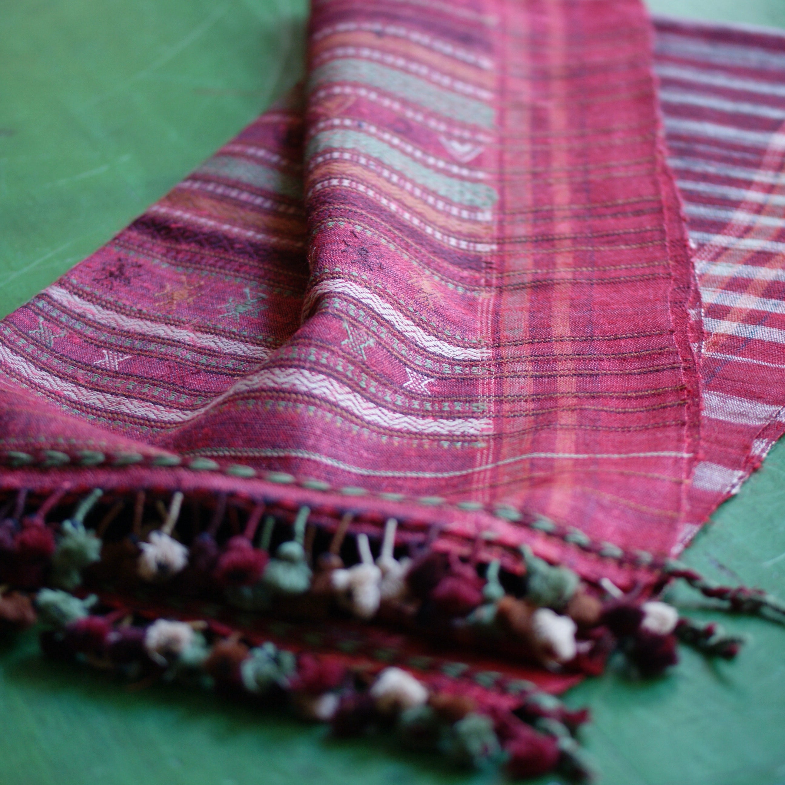 Collector's Hand Woven Shawl or Throw From India, Deep Burgundy Red Textile Zinnia Folk Arts   