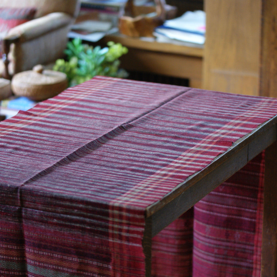 Collector's Hand Woven Shawl or Throw From India, Deep Burgundy Red Textile Zinnia Folk Arts   