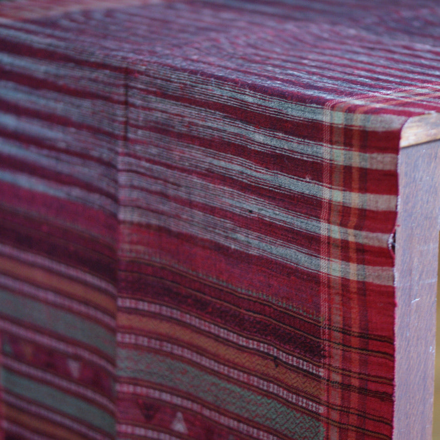 Collector's Hand Woven Shawl or Throw From India, Deep Burgundy Red Textile Zinnia Folk Arts   