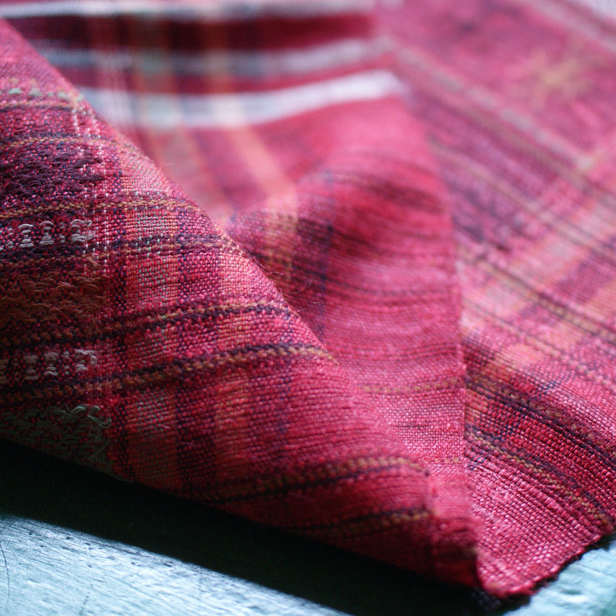 Collector's Hand Woven Shawl or Throw From India, Deep Burgundy Red Textile Zinnia Folk Arts   