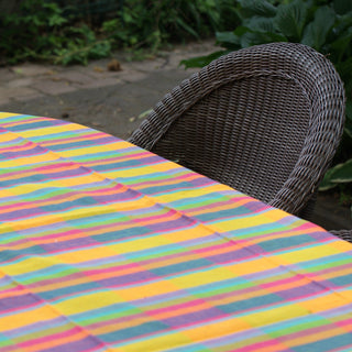 Colorful Woven Cotton Tablecloth, 94" by 55"  Zinnia Folk Arts   