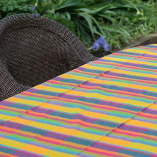 Colorful Woven Cotton Tablecloth, 94" by 55"  Zinnia Folk Arts   