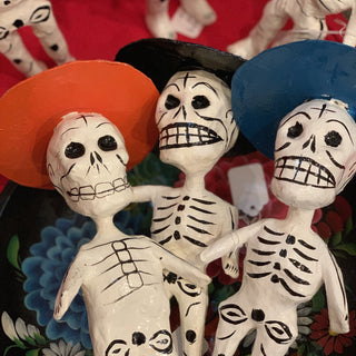 DAMAGED Papier Mache Day of the Dead Rustic Skeletons Day of the Dead Zinnia Folk Arts   