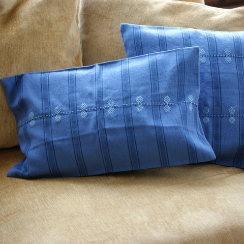 Dark Periwinkle Handwoven Pillows textiles Zinnia Folk Arts   