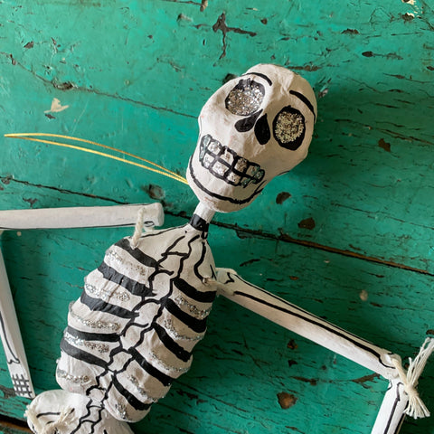 Day of the Dead Skeletons, 12" Day of the Dead Zinnia Folk Arts 12" Paper Mache Skeleton  
