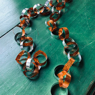 Decorative Shiny Chains Fiesta Zinnia Folk Arts Orange & Silver  