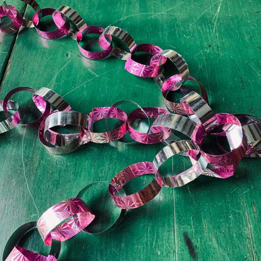 Decorative Shiny Chains Fiesta Zinnia Folk Arts Pink & Silver  