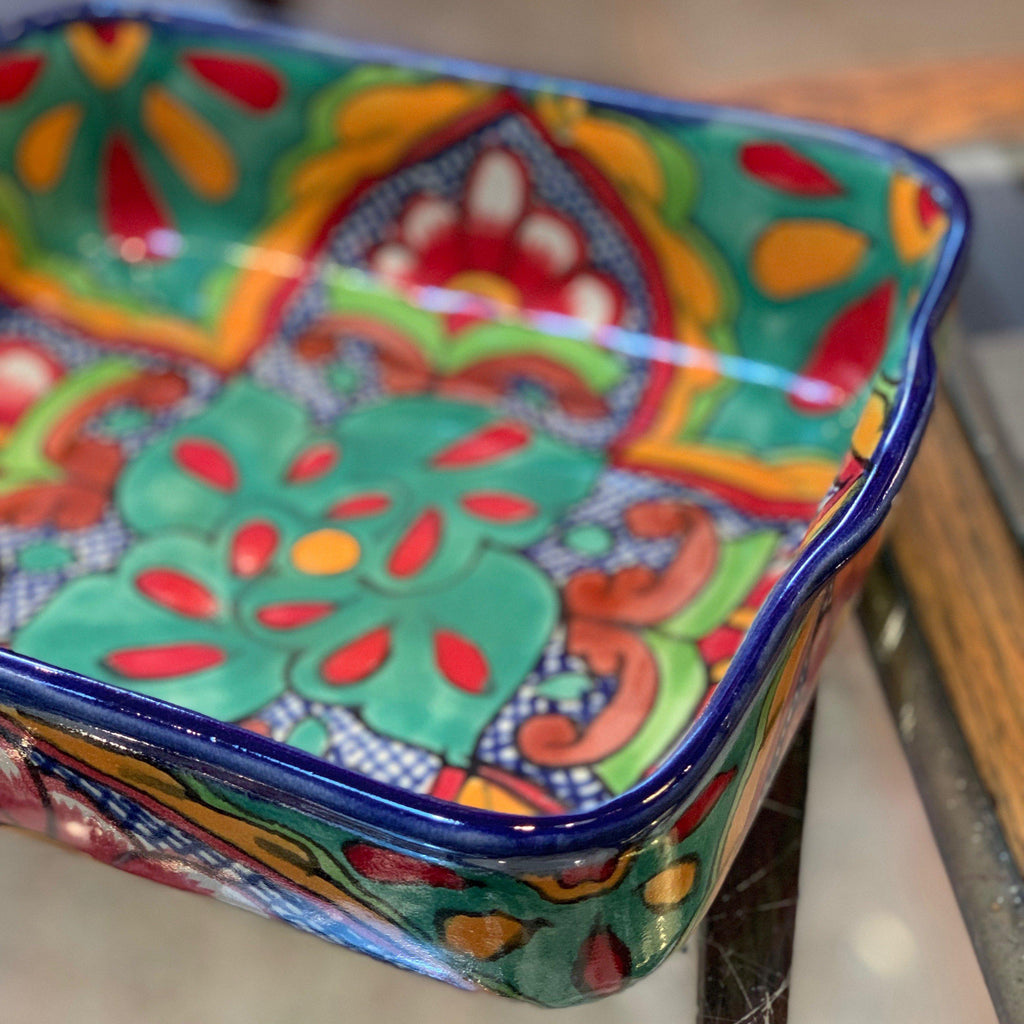Mexican Talavera Baking Pan (9x13) - Green Zinnia – Zinnia Folk Arts