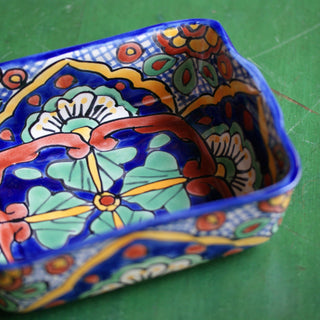 Deep Mexican Talavera Baking Dish, Chico, Ready to Ship Ceramics Zinnia Folk Arts Pinwheel  