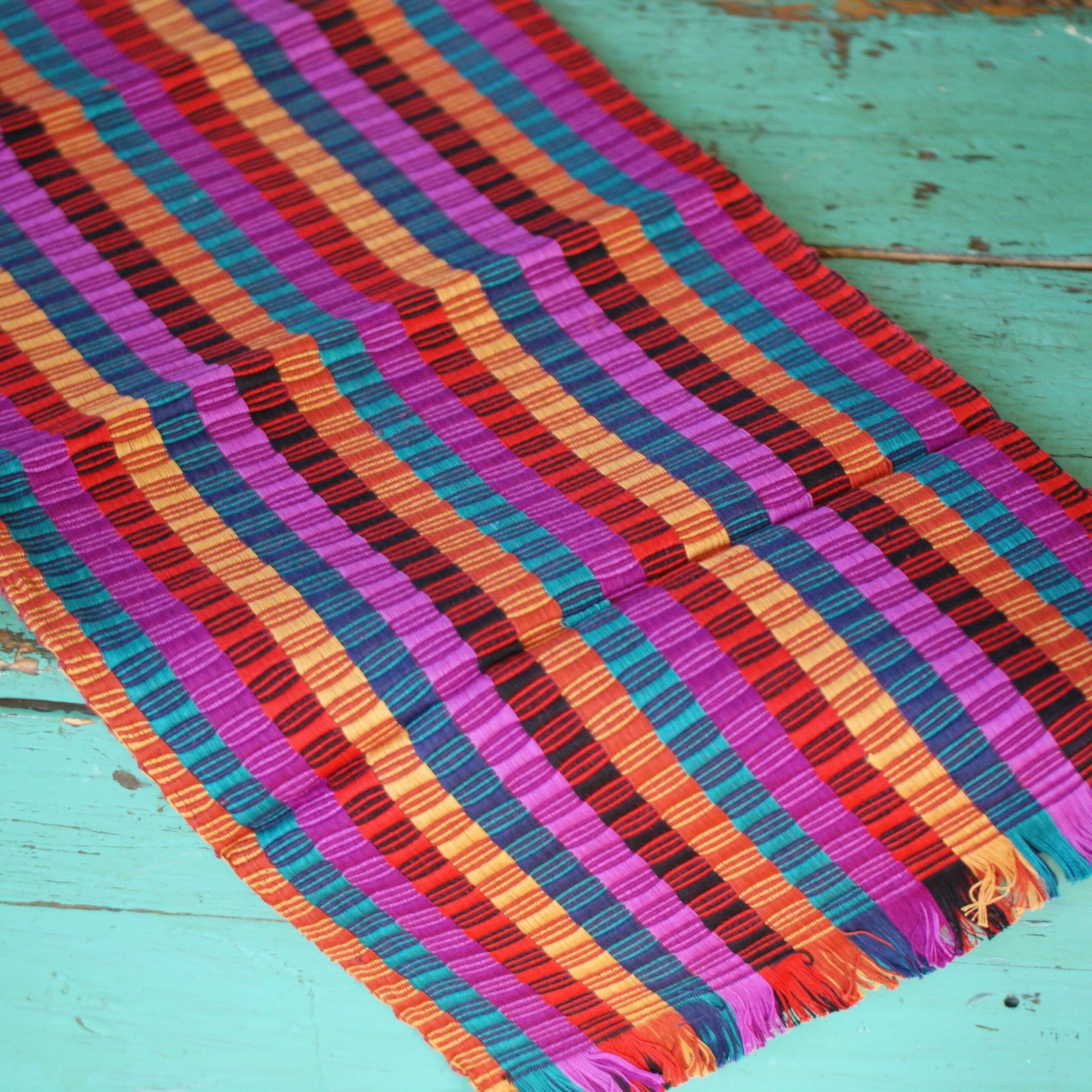 Double-Sided  Cotton Table Runners, Various Colors, Chiapas Textile Zinnia Folk Arts   