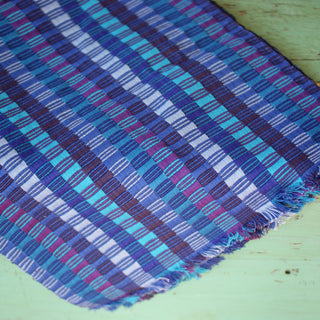 Double-Sided  Cotton Table Runners, Various Colors, Chiapas Textile Zinnia Folk Arts Dark Blue & Purples  