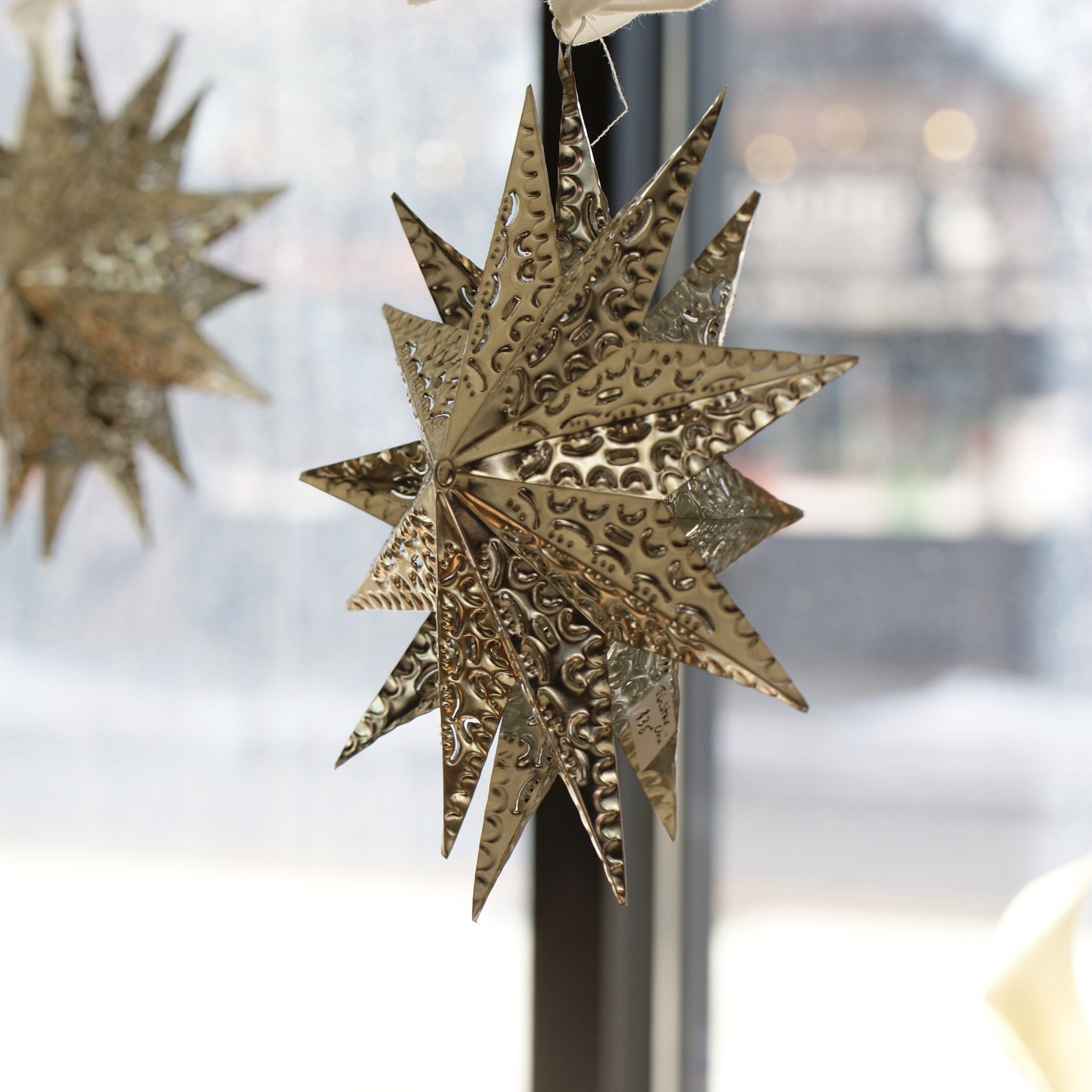 Double Sided Hammered and Cut Tin Star, Extra Large Christmas Zinnia Folk Arts   