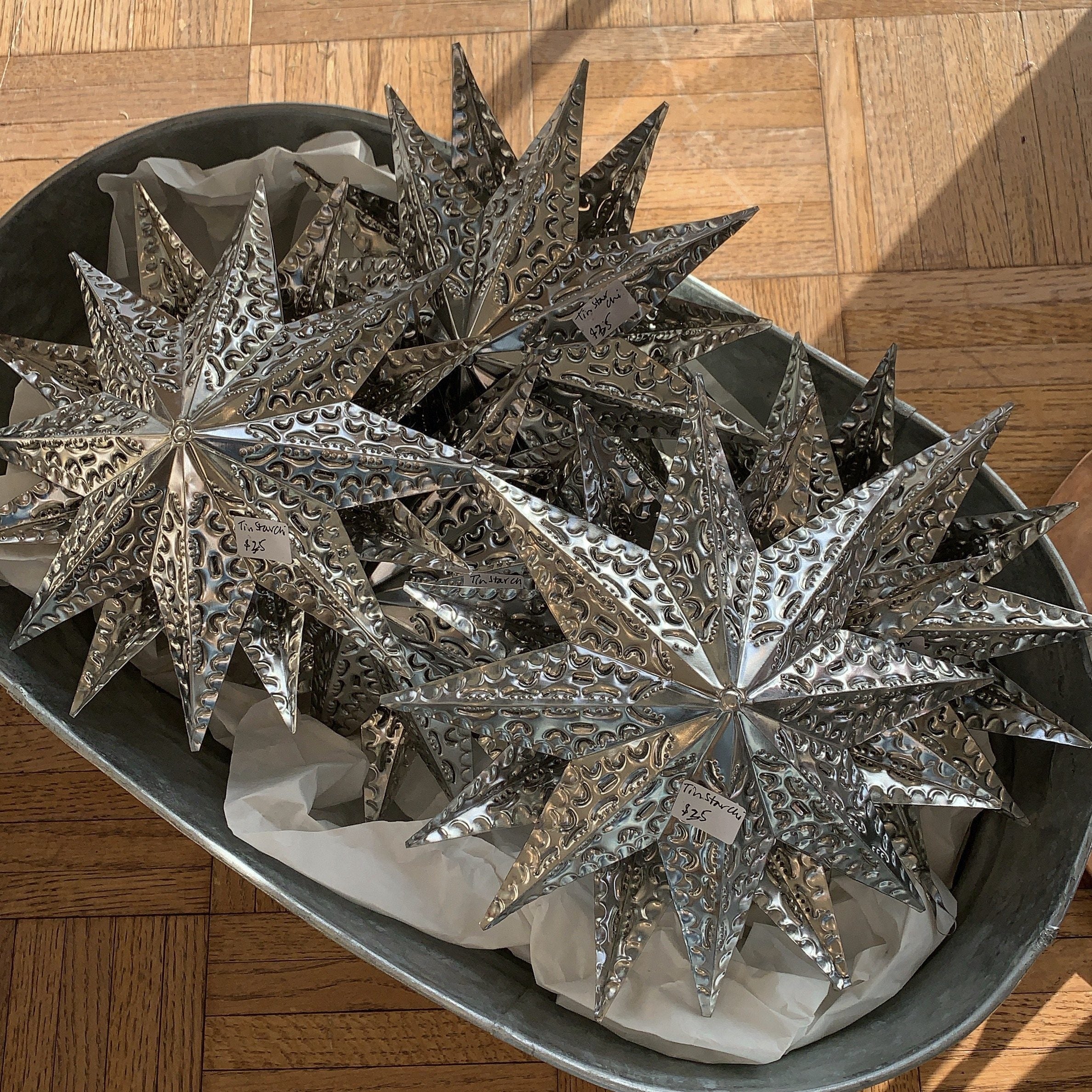 Double Sided Hammered and Cut Tin Star, Extra Large Christmas Zinnia Folk Arts   