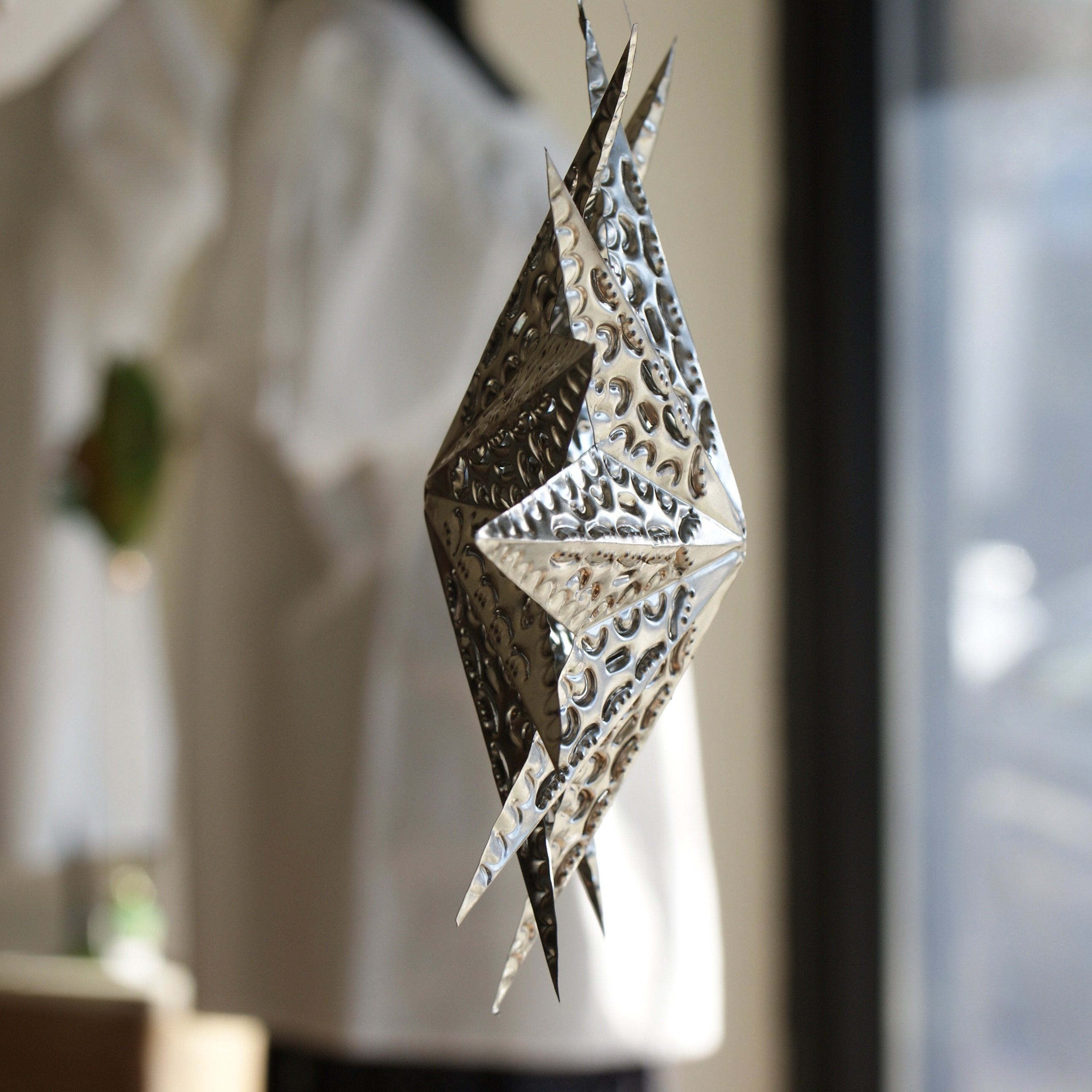 Double Sided Hammered and Cut Tin Star, Extra Large Christmas Zinnia Folk Arts   