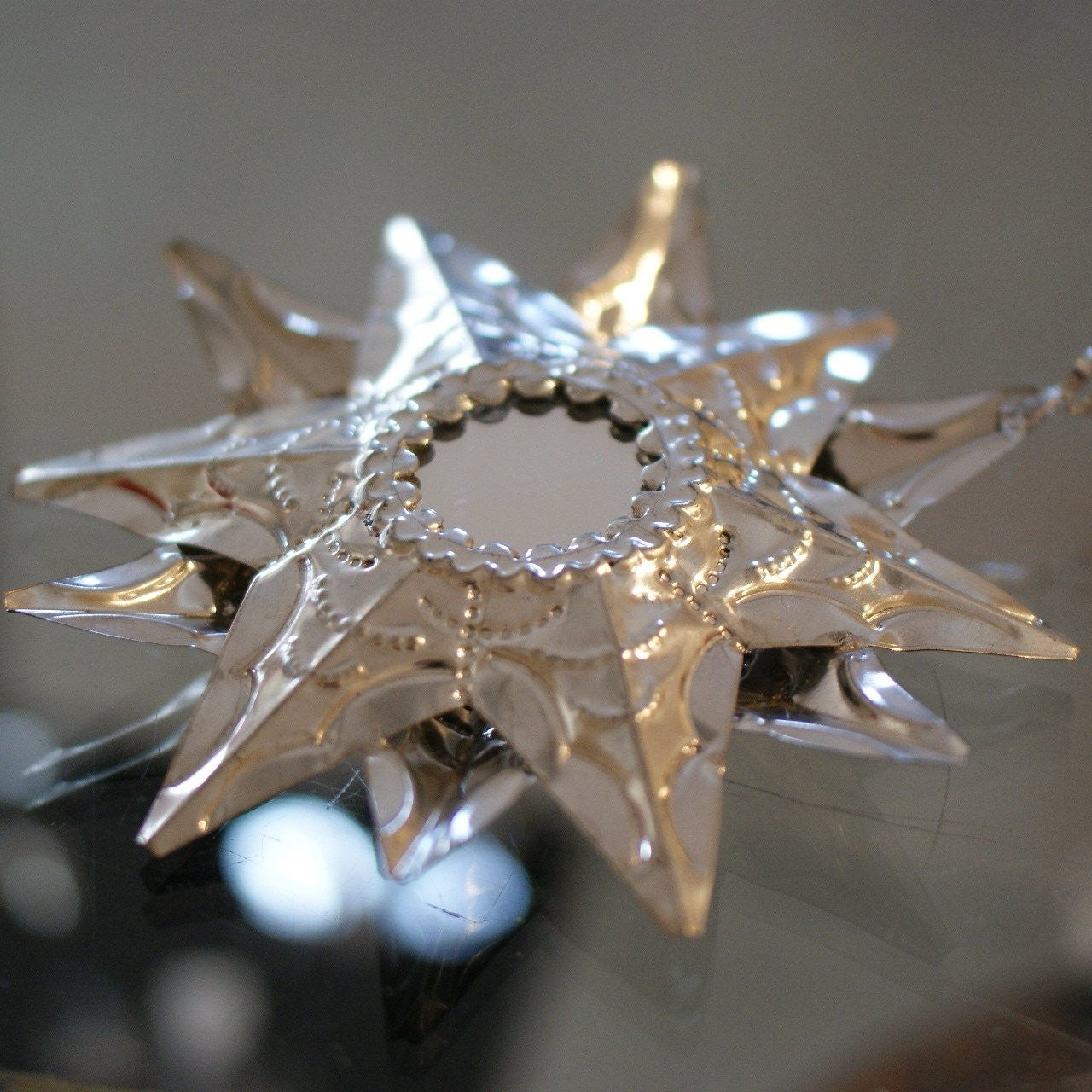 Double Sided Tin Star With Mirror Christmas Zinnia Folk Arts   