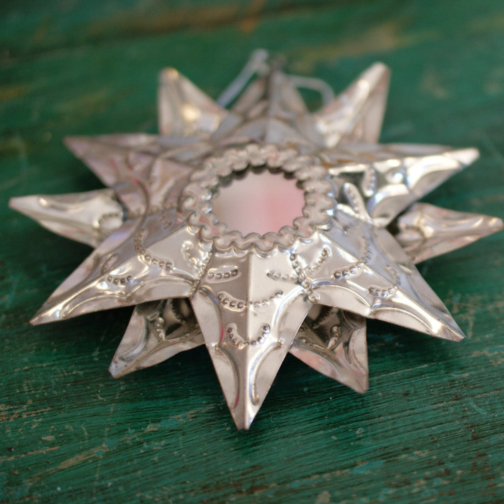 Double Sided Tin Star With Mirror Christmas Zinnia Folk Arts   