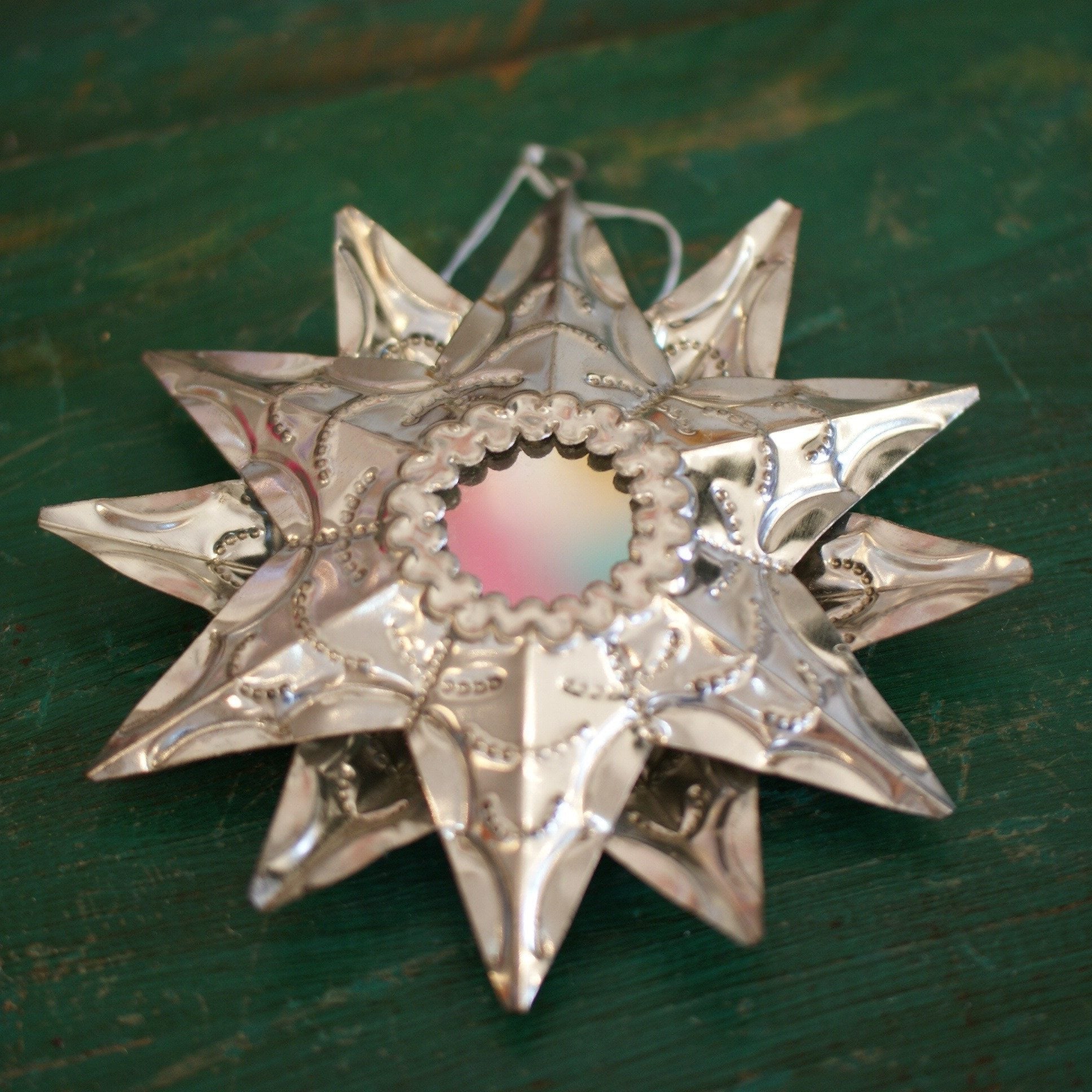 Double Sided Tin Star With Mirror Christmas Zinnia Folk Arts   