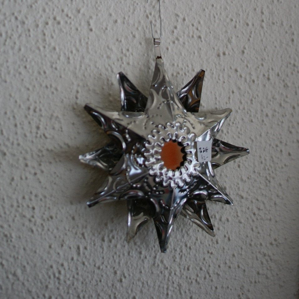 Double Sided Tin Star With Mirror Christmas Zinnia Folk Arts   