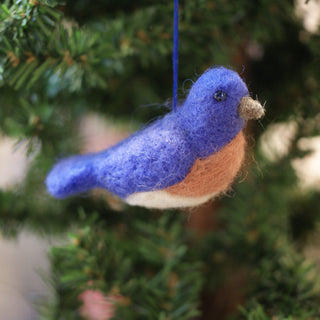 Felted Wool Birds, Guatemala Christmas Zinnia Folk Arts Bluebird  