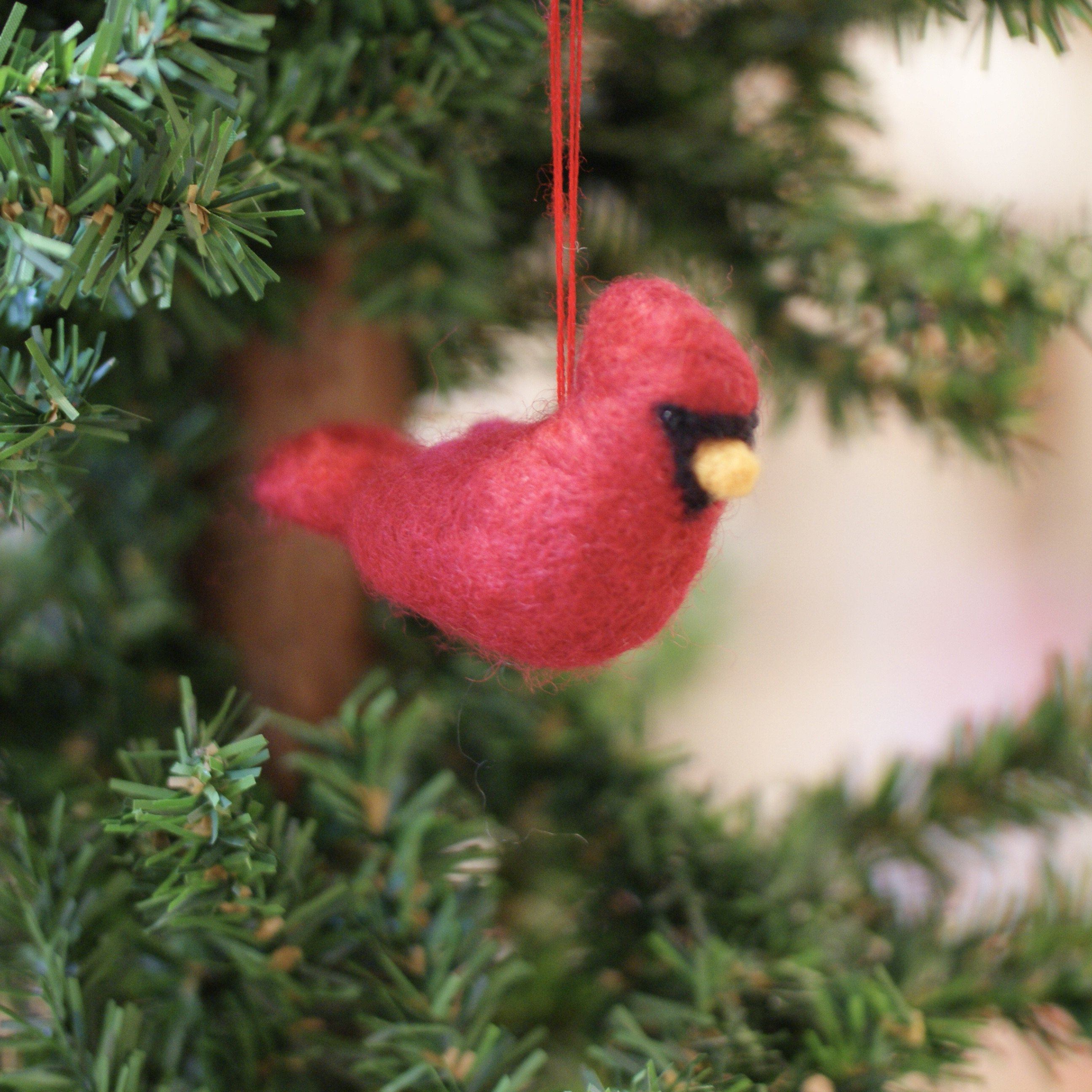 Felted Wool Birds, Guatemala Christmas Zinnia Folk Arts Cardinal  