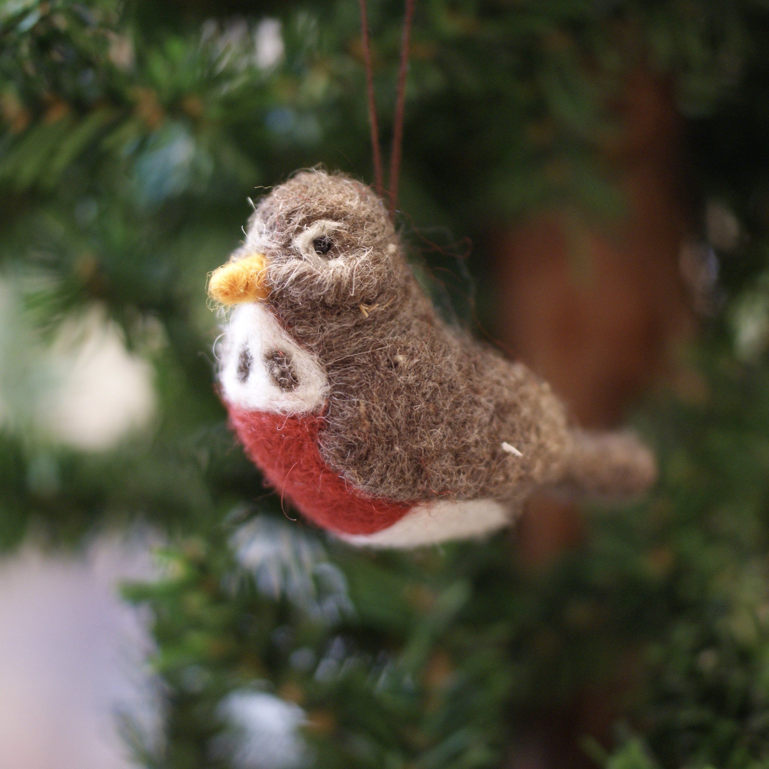Felted Wool Birds, Guatemala Christmas Zinnia Folk Arts Robin  