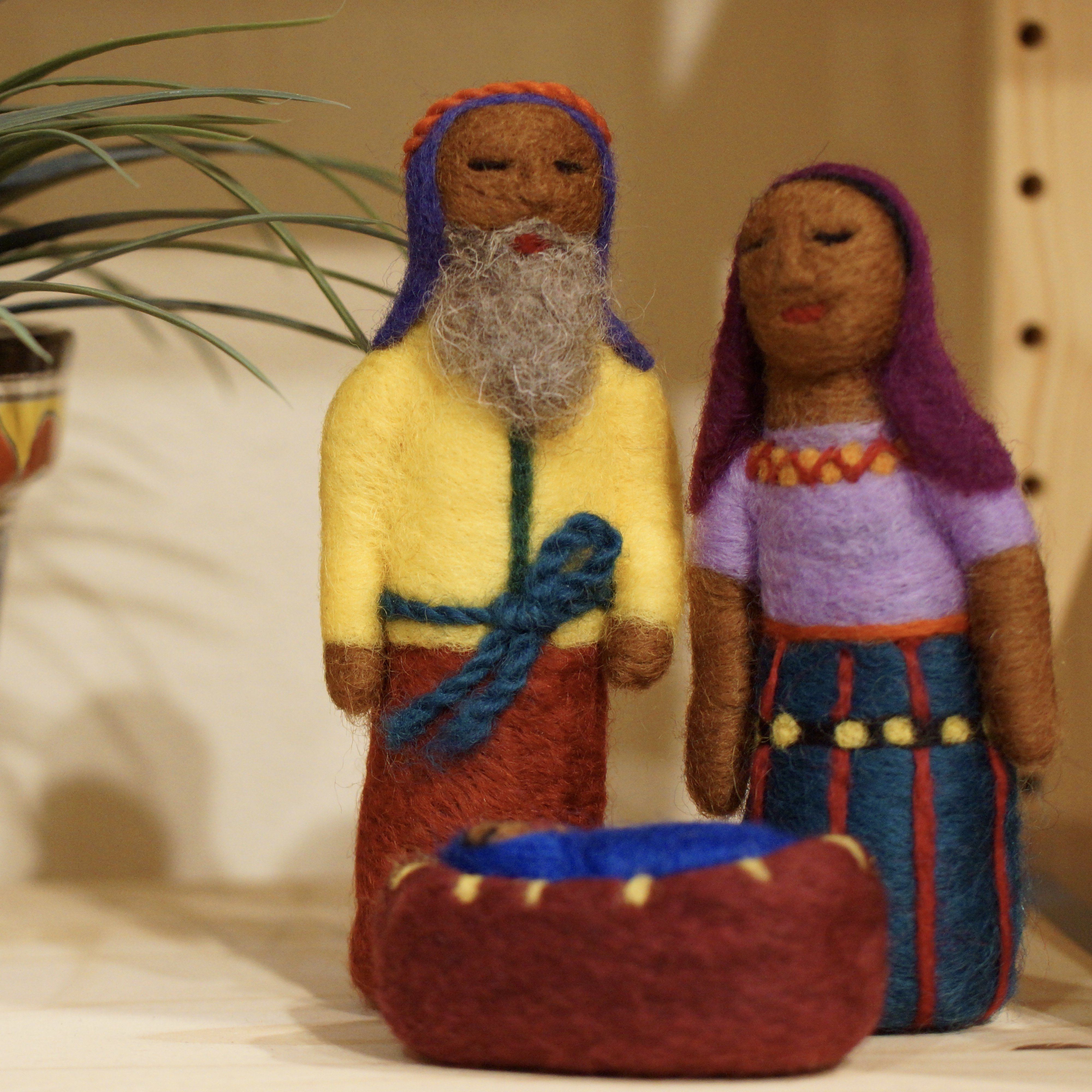 Felted Wool Guatemalan Nativity Set, 4 Pieces Christmas Zinnia Folk Arts   