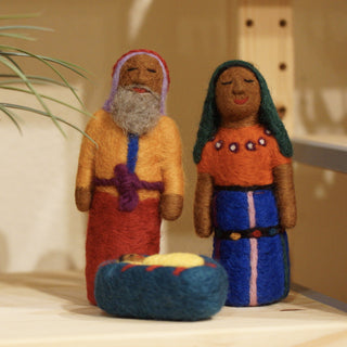 Felted Wool Guatemalan Nativity Set, 4 Pieces Christmas Zinnia Folk Arts   
