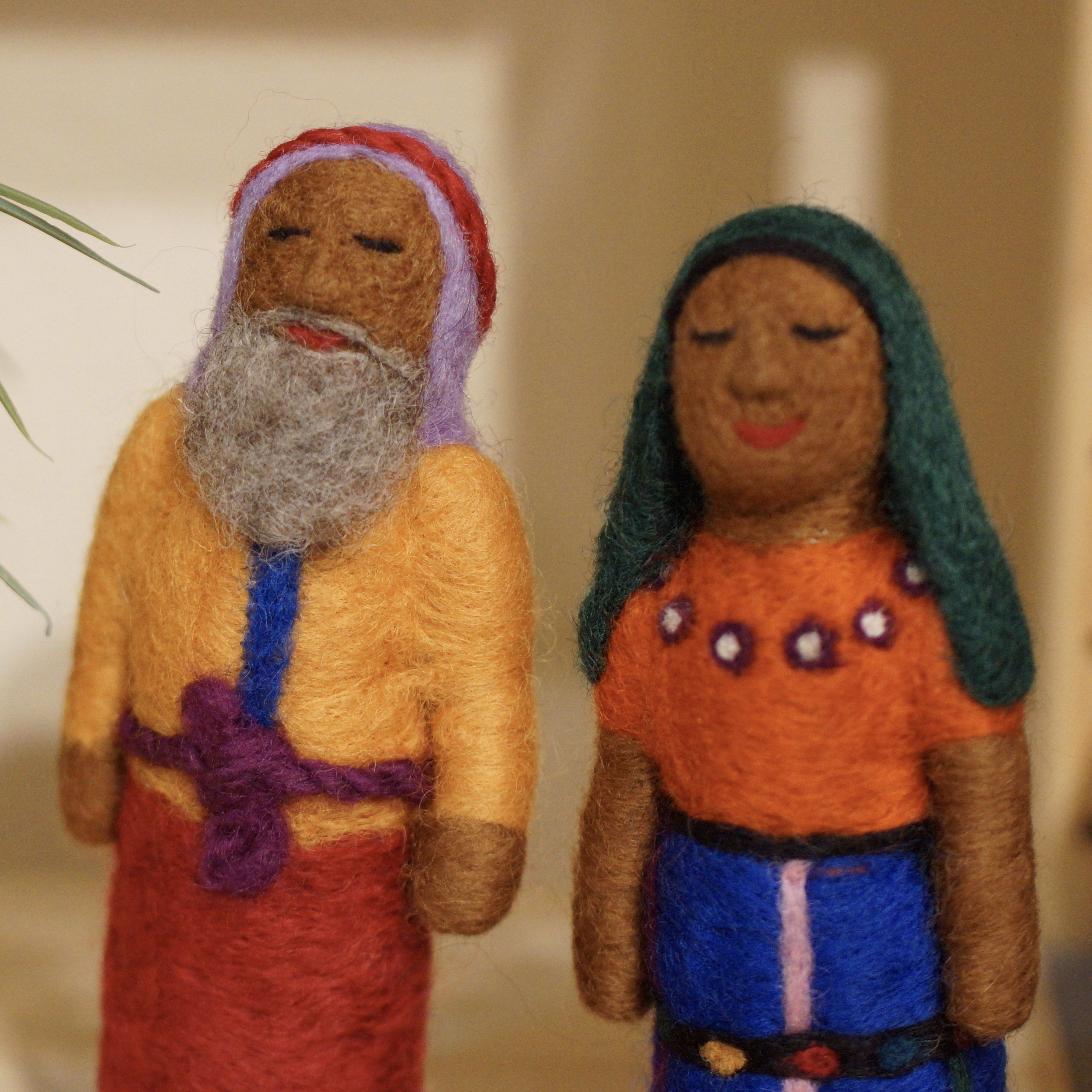 Felted Wool Guatemalan Nativity Set, 4 Pieces Christmas Zinnia Folk Arts   