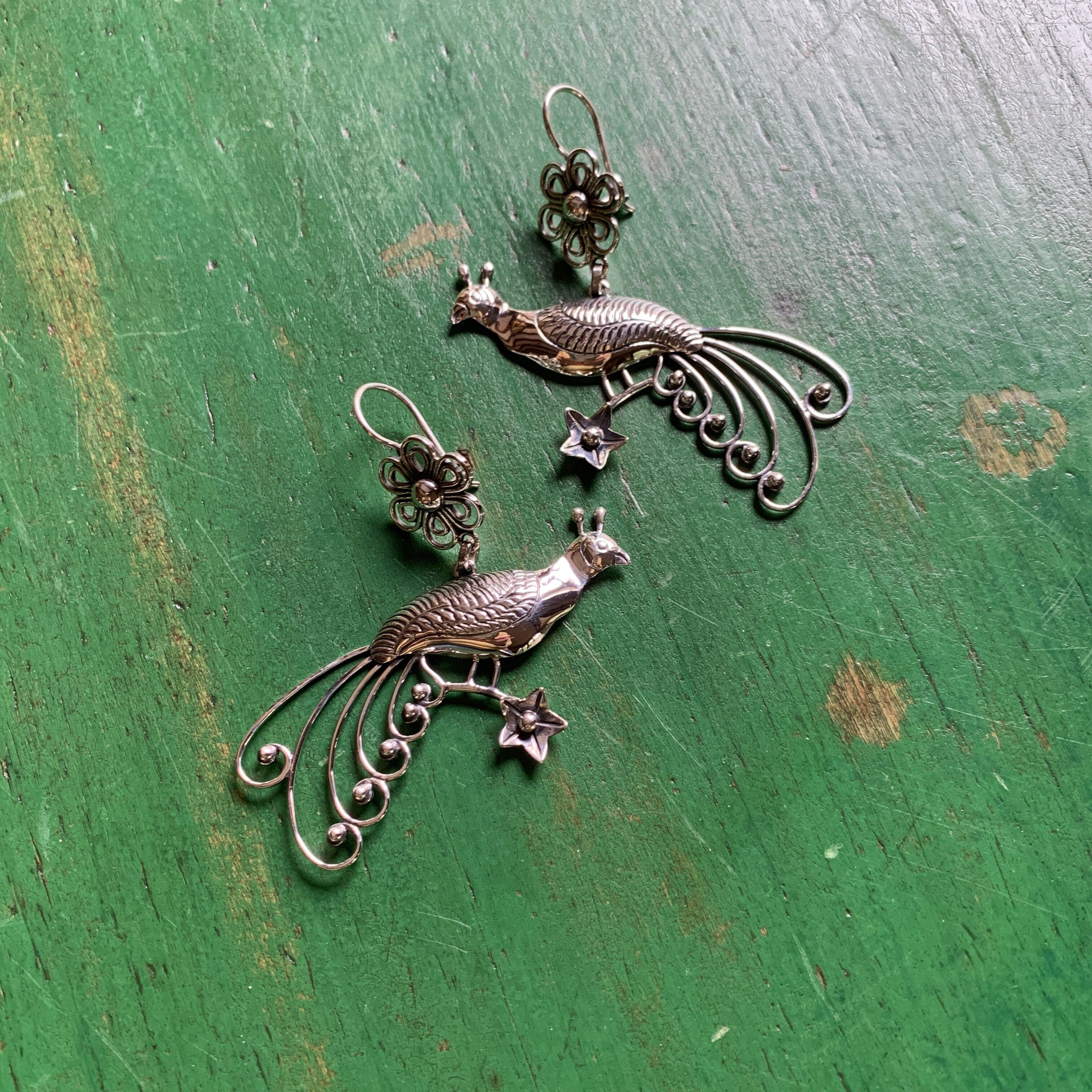 Filagree Bird Sterling Silver Earring Jewelry Zinnia Folk Arts   
