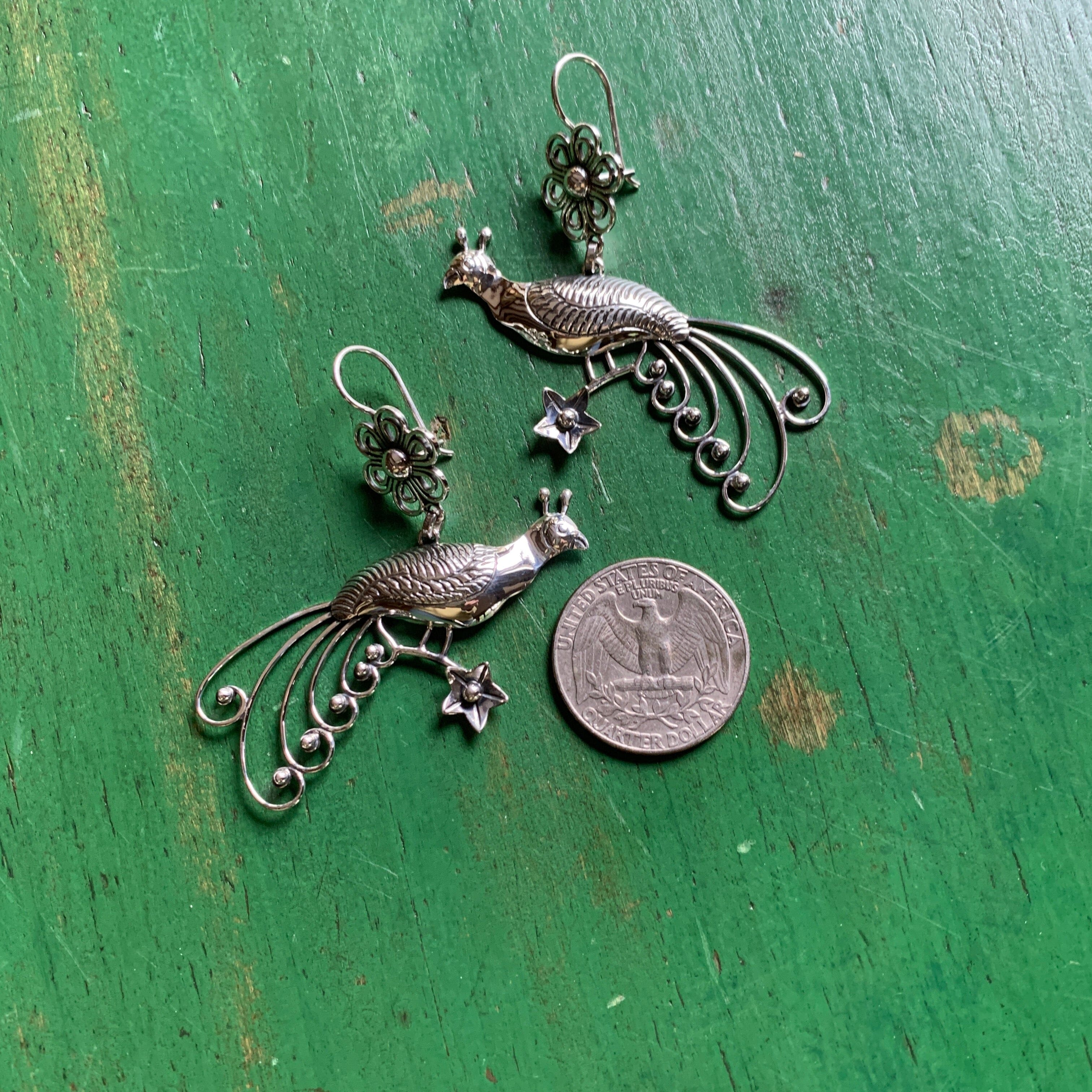 Filagree Bird Sterling Silver Earring Jewelry Zinnia Folk Arts   