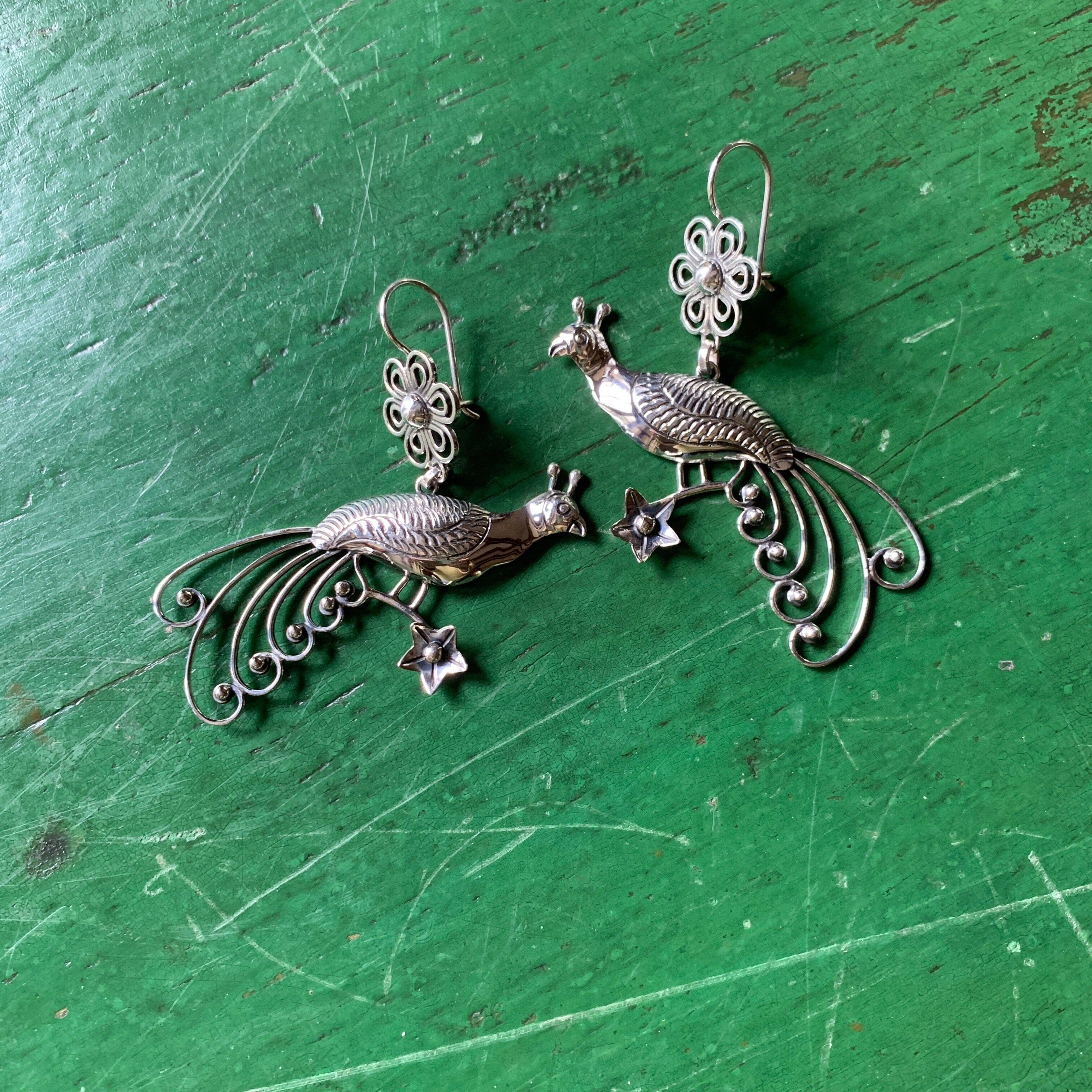 Filagree Bird Sterling Silver Earring Jewelry Zinnia Folk Arts   