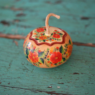 Finely Painted Two Tone Olínala Gourds Home Decor Zinnia Folk Arts #7 Small-light yellow/orange with pale yellow top  