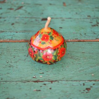 Finely Painted Two Tone Olínala Gourds Home Decor Zinnia Folk Arts #8 Small-maroon with saffron top #1  