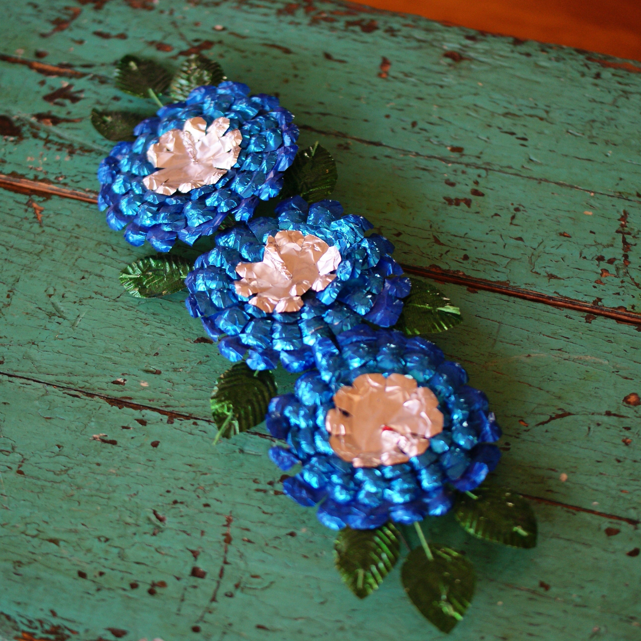 Foil Flower Sprays Fiesta Zinnia Folk Arts Blue-large  