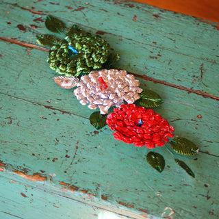 Foil Flower Sprays Fiesta Zinnia Folk Arts Green/silver/red--large  