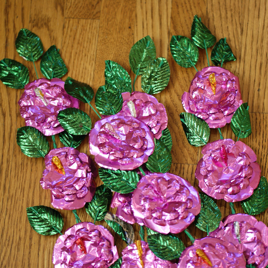 Foil Flower Sprays Fiesta Zinnia Folk Arts Light Pink  