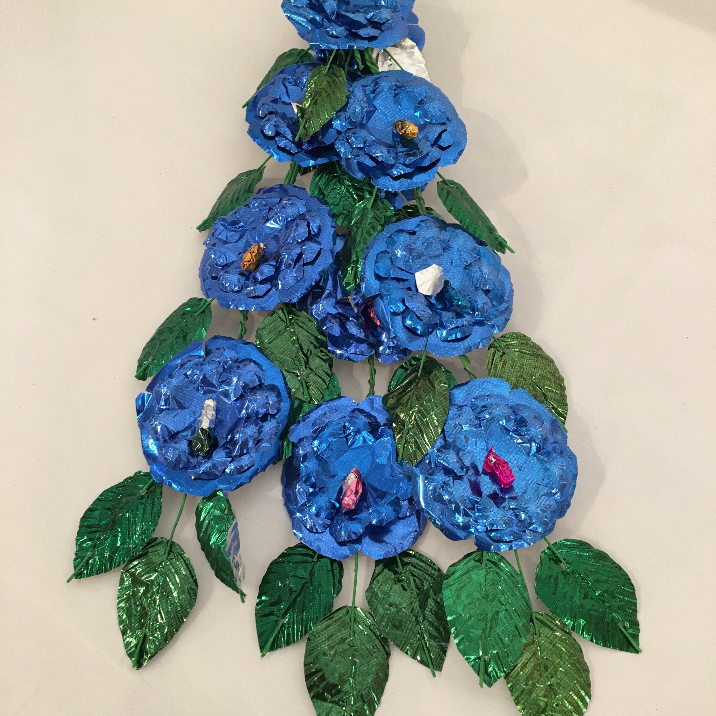 Foil Flower Sprays Fiesta Zinnia Folk Arts Royal Blue  
