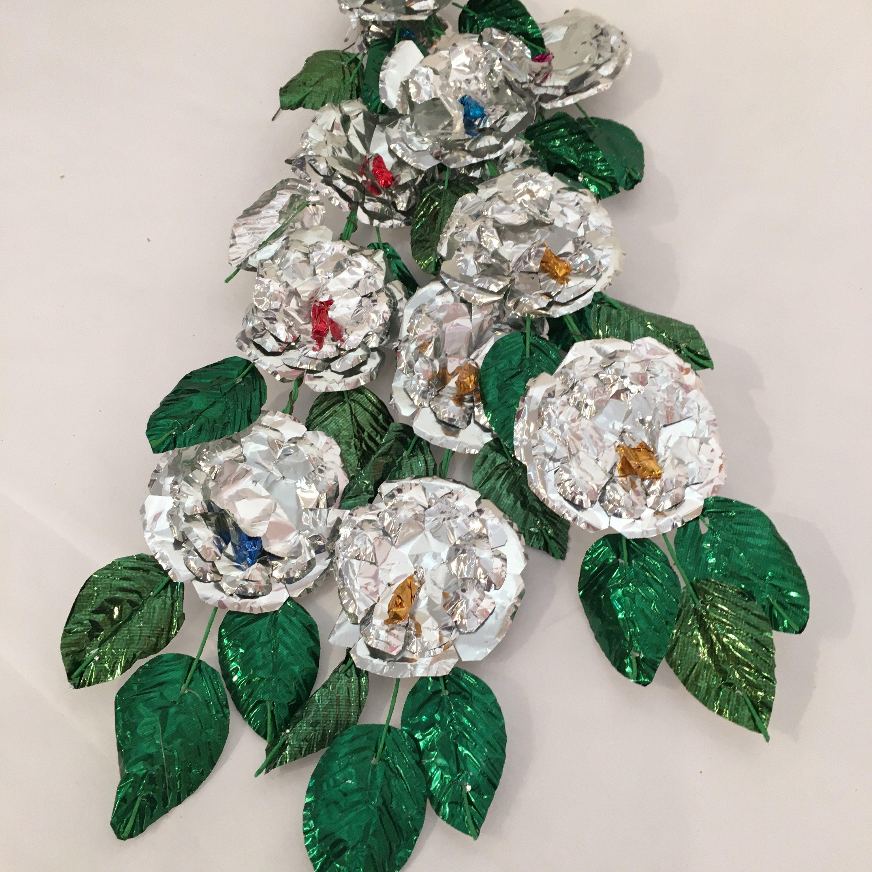 Foil Flower Sprays Fiesta Zinnia Folk Arts Silver  