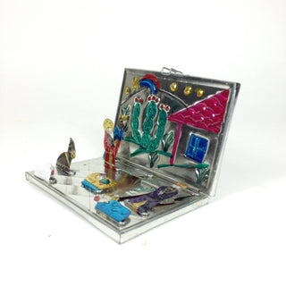 Fold-Up Painted Mexican Tin Nativity Box, Small Christmas Zinnia Folk Arts   