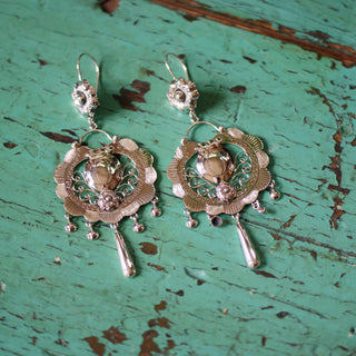 Frida Kahlo Sterling Silver Earring with Gote and Cup Dangles Jewelry Zinnia Folk Arts   