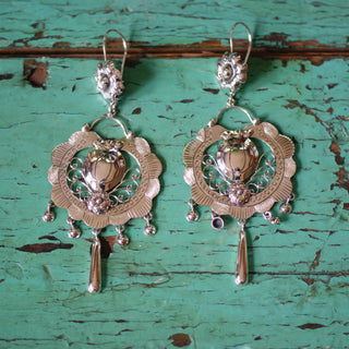 Frida Kahlo Sterling Silver Earring with Gote and Cup Dangles Jewelry Zinnia Folk Arts   