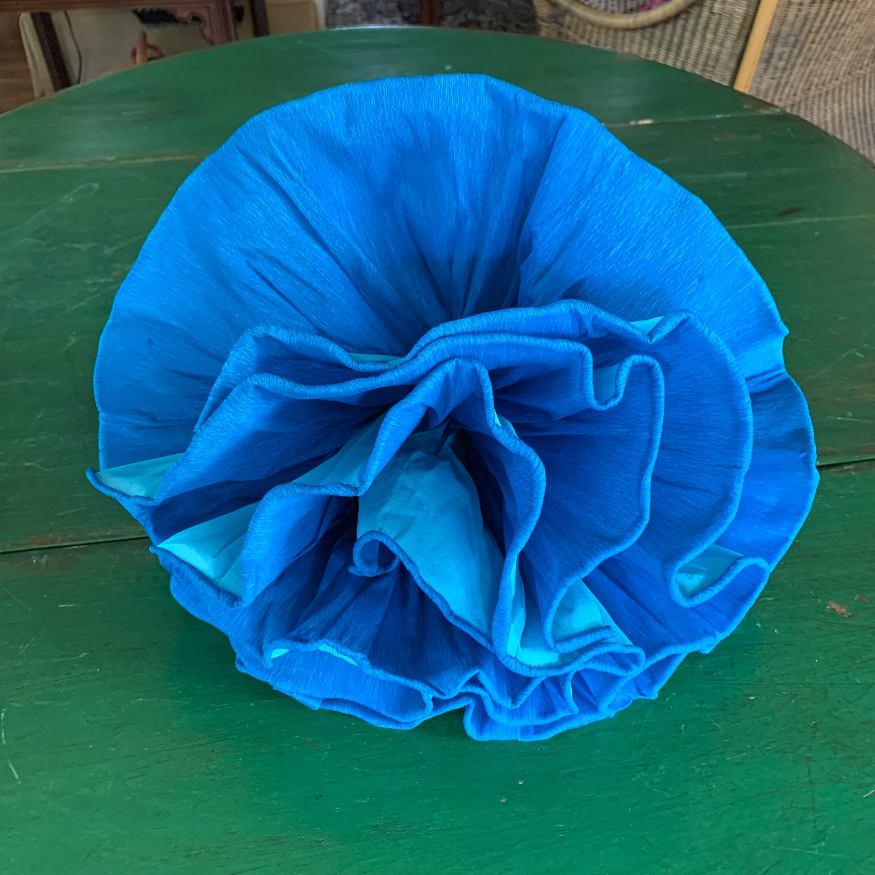 Giant Mexican Paper Flowers Fiesta Zinnia Folk Arts Royal Blue  