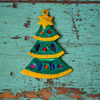 Green Christmas Tree Tin Ornaments (Copy) Christmas Zinnia Folk Arts Green  