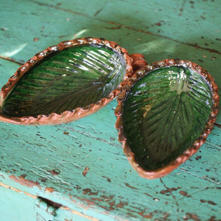 Green on Black Leaf Bowls from Michoacán Ceramics Zinnia Folk Arts   