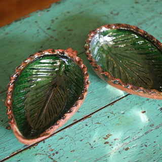 Green on Black Leaf Bowls from Michoacán Ceramics Zinnia Folk Arts default  