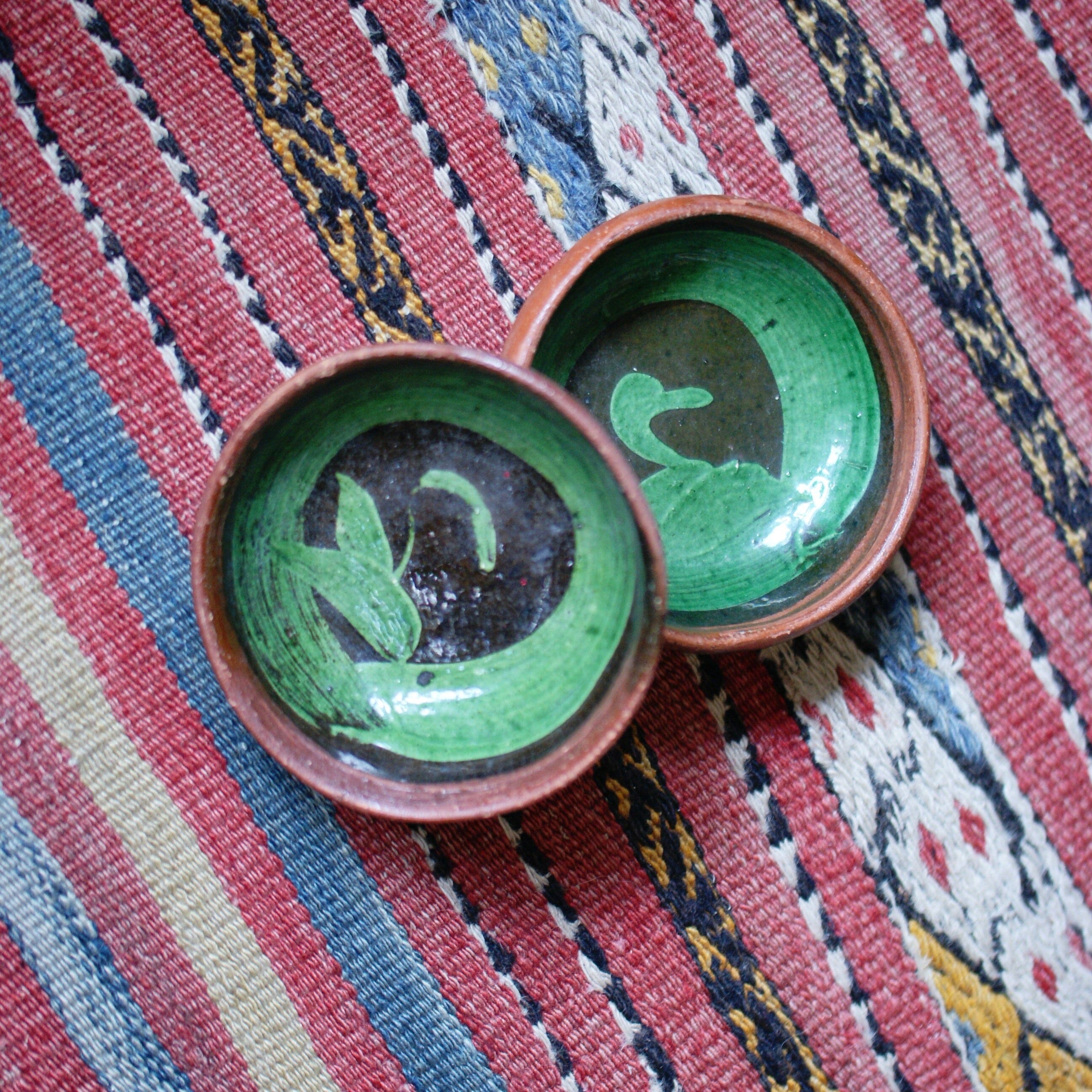 Green on Black Small Bowls from Michoacán Ceramics Zinnia Folk Arts   