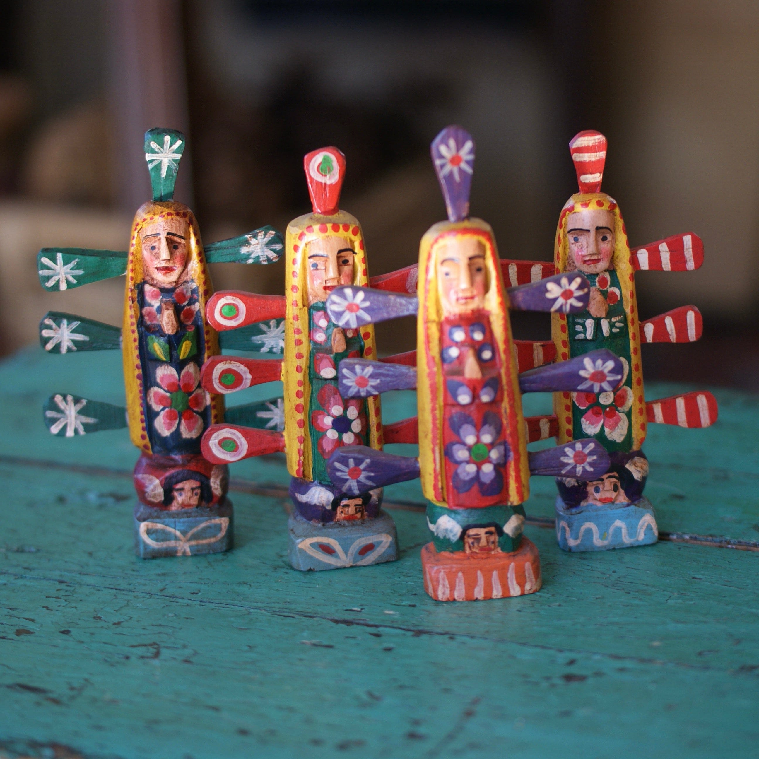 Guatemalan Virgen de Guadalupe Santos  Zinnia Folk Arts Yellow  