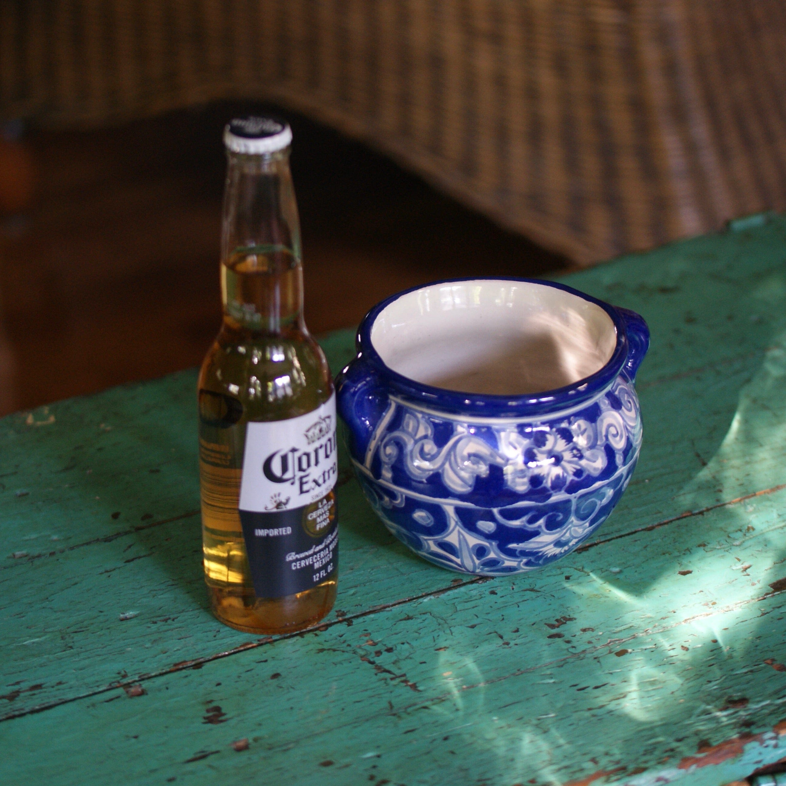 Handled Flower Pot Blue/White, Ready to Ship Pots and Vases Zinnia Folk Arts   