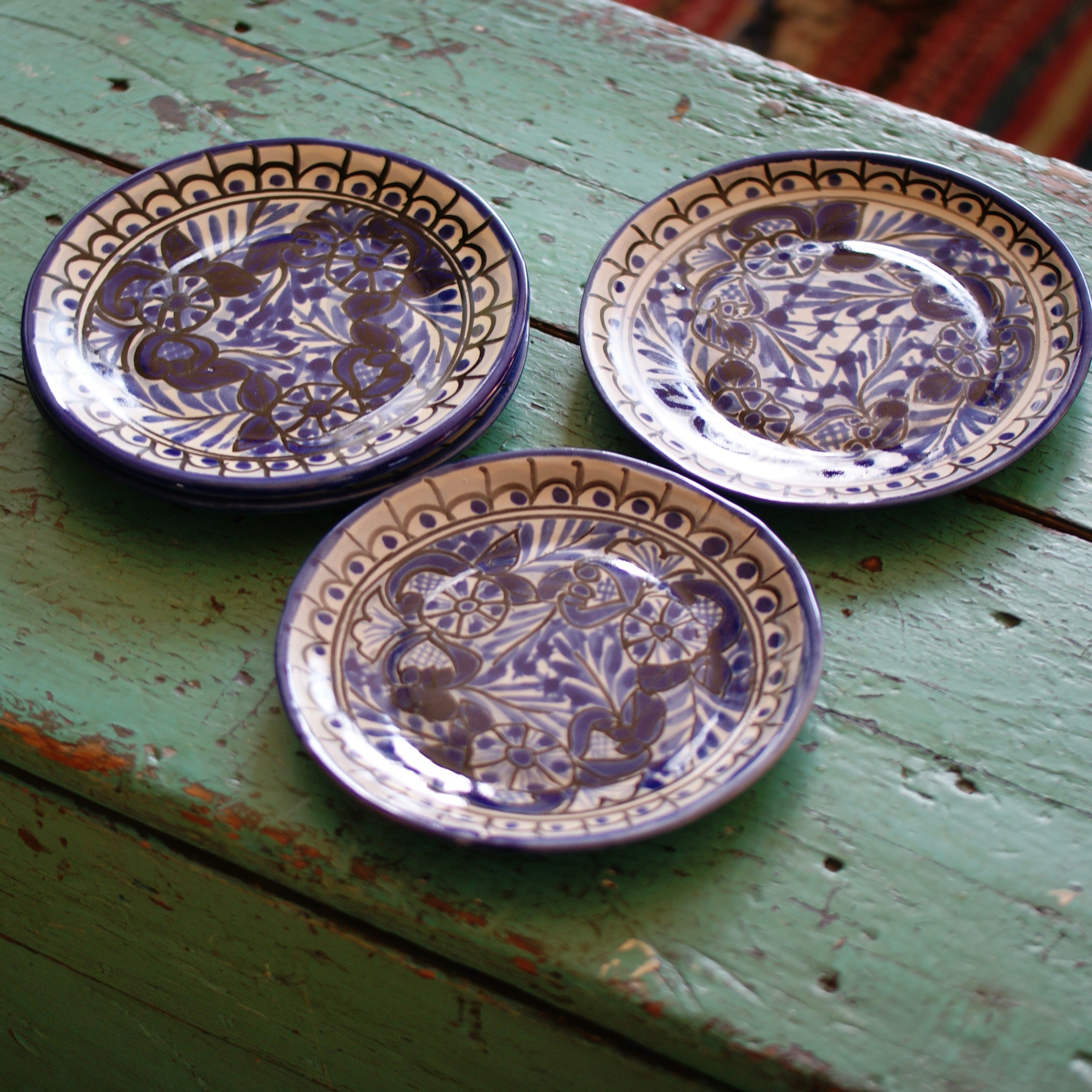 7" Handmade Blue & White Dessert Plates, Ready to Ship Ceramics Zinnia Folk Arts   