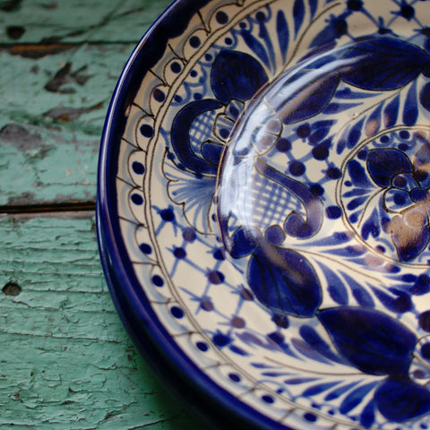 Handmade Blue & White Dinner Plates, Ready to Ship Ceramics Zinnia Folk Arts   